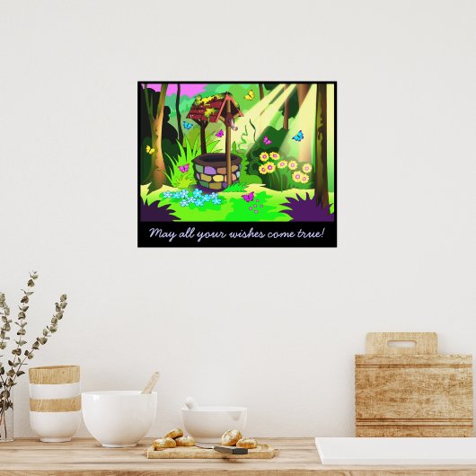 Wishing Well Customizable Message Wishes 来 True ポスター (キッチン)