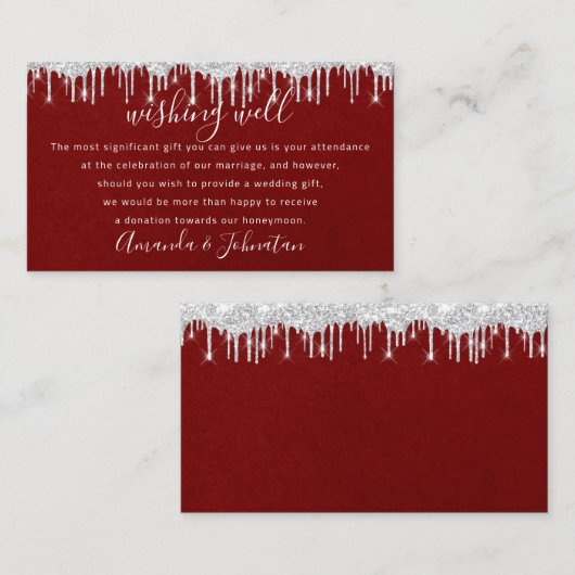 Wishing Well For Wedding Invitation Red Wine 名刺 (正面/裏面)