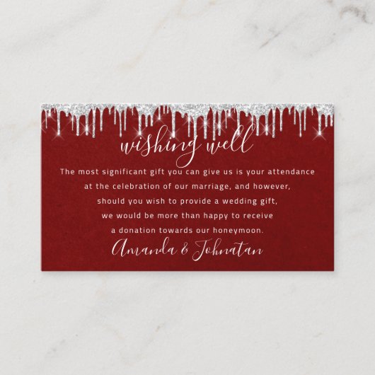 Wishing Well For Wedding Invitation Red Wine 名刺 (正面)