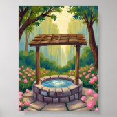 Wishing Well Magical Floral Forest Art ポスター (正面)