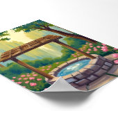 Wishing Well Magical Floral Forest Art ポスター (角)