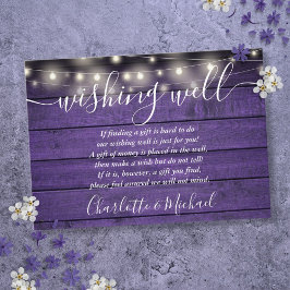 Wishing Well Purple Wood String Lights 結婚's エンクロージャーカード