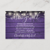 Wishing Well Purple Wood String Lights 結婚's エンクロージャーカード (正面)
