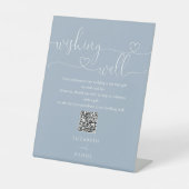 Wishing Well QRコードの埃っぽい青いハートスクリプト 台座サイン (正面)