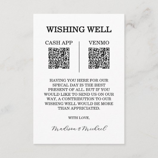 Wishing Well Wedding QR Code Enclosure Card エンクロージャーカード (正面)