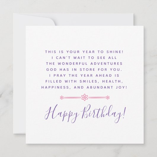 Wishing You恵み信仰に基づく誕生日 カード (裏面)