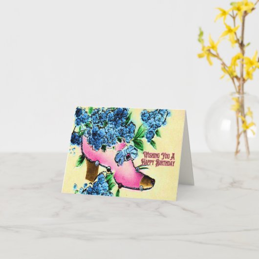 Wishing You Aハッピーバースデーヴィンテージ ビクトリアン カード (黄色い花)