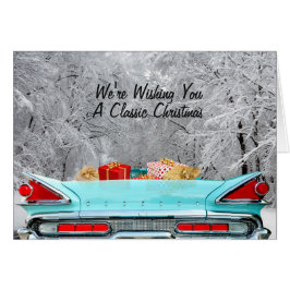 Wishing You A クラシックアンティーク車クリスマスカード