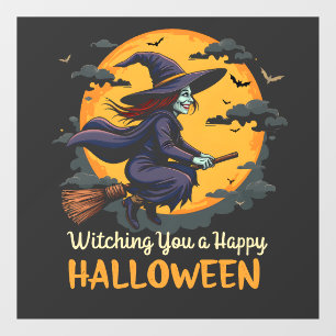 Wishing You A ハッピーハローウィンWitch on Broomstick ウィンドウサイン
