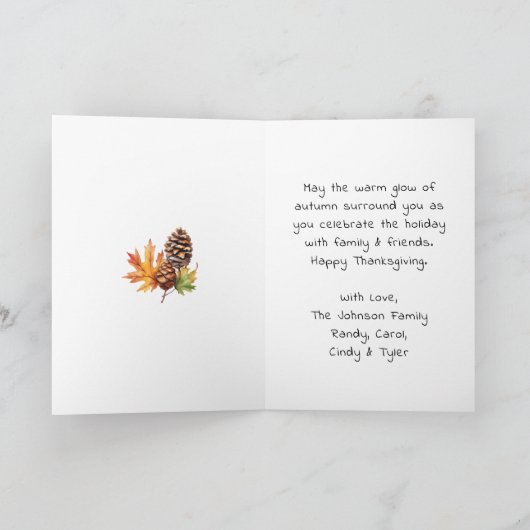 Wishing  You a Blessed Thanksgiving カード (内部)