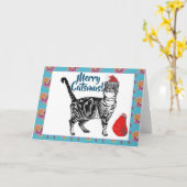 Wishing You A Catsmus メリー Christmas虎猫カード カード (黄色い花)