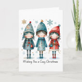 Wishing You a Cozy Christmas Folded Greeting Card カード (正面)