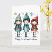 Wishing You a Cozy Christmas Folded Greeting Card カード (黄色い花)