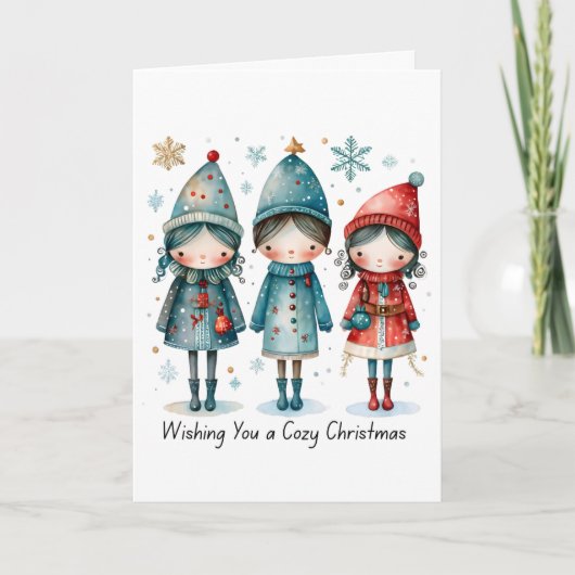 Wishing You a Cozy Christmas Folded Greeting Card カード (正面)