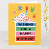 Wishing You a Happy Birthday Cake カード (黄色い花)