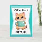Wishing You a Happy Day | Cute Cat Friendship カード (正面)