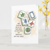 Wishing You a Lucky Year Mahjong Birthday カード (黄色い花)