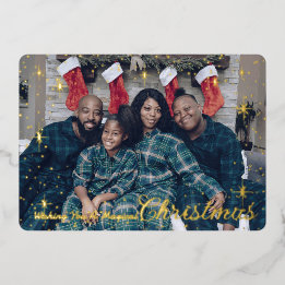 Wishing You A Magic Christmas Star Sparkle Photo 箔シーズンカード