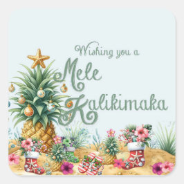 Wishing You A Mele Kalikimakaカード スクエアシール