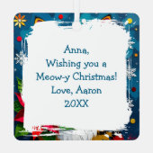Wishing You a Meow-y Christmas | Cat Themed メタルオーナメント (裏面)