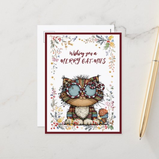 Wishing You A Merry CAT-MUS Holiday Postcard シーズンポストカード (正面/裏面インサイチュ)