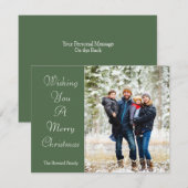 Wishing you a Merry Christmas Green Family Photo シーズンカード (正面/裏面)