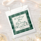 Wishing You a Merry Christmas Green Plaid フェイバーバッグ (クリップ留めされた状態)