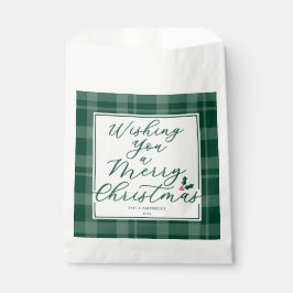 Wishing You a Merry Christmas Green Plaid フェイバーバッグ