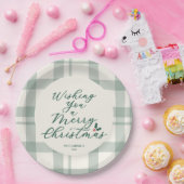 Wishing You a Merry Christmas Plaid ペーパープレート (パーティー)