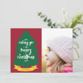 Wishing You A Merry Christmas Tree Photo Card シーズンカード (スタンド正面)