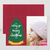 Wishing You A Merry Christmas Tree Photo Card シーズンカード (正面/裏面)