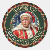 Wishing You A Nificent Christmas Trump MAGA ラウンドシール (正面)