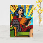 Wishing you a Purr-fect誕生日アーポップ・アートのト カード (黄色い花)