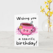 Wishing You A Tea-Rific Puns誕生日 カード (黄色い花)
