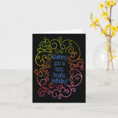 Wishing You A Veryハッピーバースデー – 黒の渦巻き カード (黄色い花)