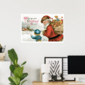 Wishing You Christmas応援by Ellen Clapsaddle ポスター (ホームオフィス)