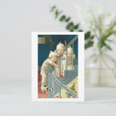 Wishing You Christmas応援Kids, Dog on Stairwell シーズンポストカード (スタンド正面)