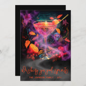Wishing You Good Spiritsカクテル不気味ハロウィン シーズンカード (正面/裏面)