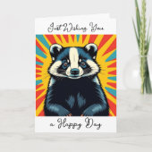 Wishing You Happy Day | かわいいアナグマ カード (正面)