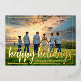 Wishing you Happy Holidaysフォトフォイルホリデーカード 箔シーズンカード