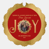 Wishing You Holiday Season Peace Love and Joy オーナメントカード (正面)