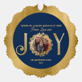 Wishing You Holiday Season Peace Love and Joy オーナメントカード (正面)