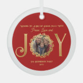 Wishing You Holiday Season Peace Love and Joy ガラスオーナメント (正面)
