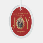 Wishing You Holiday Season Peace Love and Joy ガラスオーナメント (正面左)