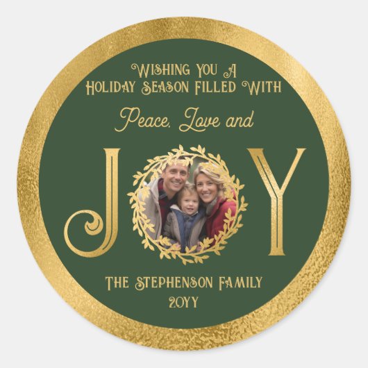Wishing You Holiday Season Peace Love and Joy ラウンドシール (正面)