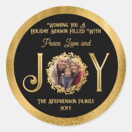 Wishing You Holiday Season Peace Love and Joy ラウンドシール