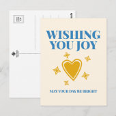 Wishing You Joy Heartfelt Typography Postcard ポストカード (正面/裏面)