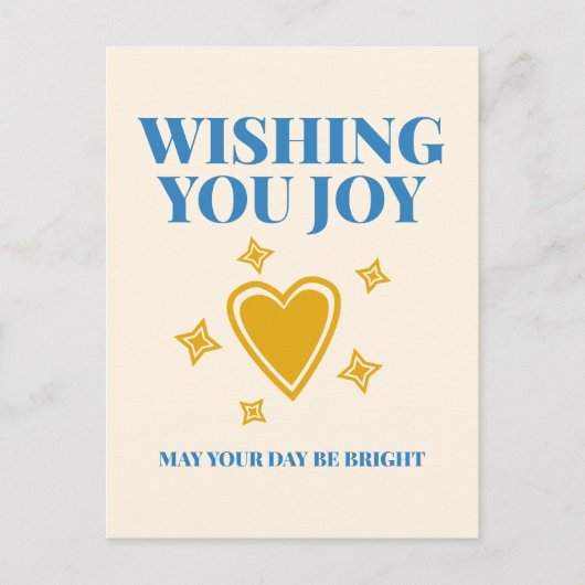 Wishing You Joy Heartfelt Typography Postcard ポストカード (正面)