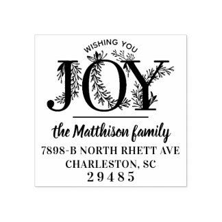 Wishing You Joy Holiday Christmas Address ラバースタンプ