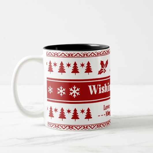 Wishing You Joy, Love, and Endless Mugs of Cocoa ツートーンマグカップ (左)